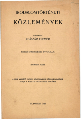 Irodalomtörténeti Közlemények 44. évf. 3. sz. (1934)