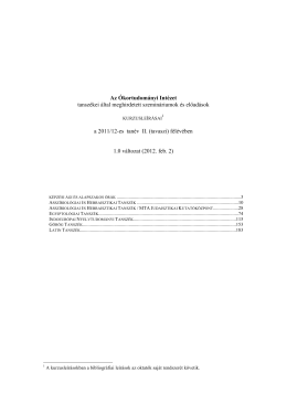 Ókortudományi Intézet kurzusleírásai 2011/2012