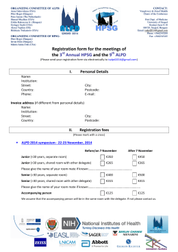 Registration form for the meetings of the 3 Annual HPSG and the 9