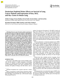 Deuterium Depleted Water Effects on Survival of Lung Cancer