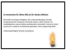 In memoriam Dr. Béres Rita és Dr. Kovács Márton