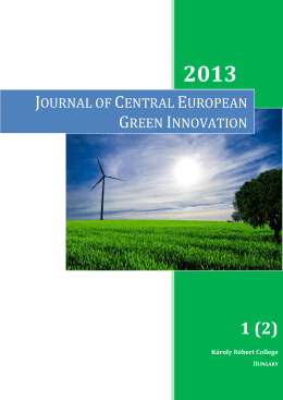 I. évfolyam 2. szám letöltése - Journal of Central European Green