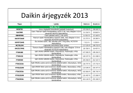 Daikin árjegyzék 2013