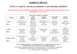 Letölthető heti menü - Korona Hotel Nyíregyháza