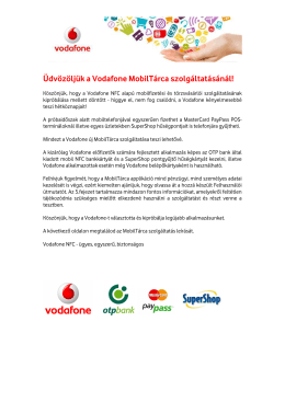 Vodafone MobilTárca alkalmazás letöltési tájékoztató