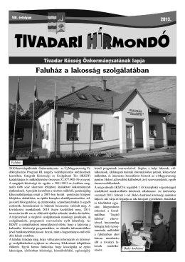 tivadari hírmondó 2013 - Tivadar Község Honlapja
