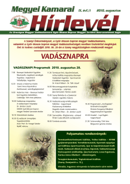 vadásznapra - Győr-Moson-Sopron megyei Vadászkamara - T