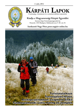 XI. évfolyam 4. szám, 2014. - Magyarországi Kárpát Egyesület