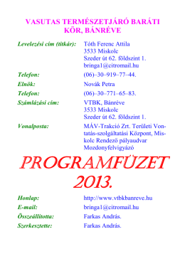 2013-as kész programfüzet _A6 - Vasutas Természetjáró Baráti Kör