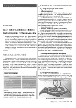 Ipari akkumulátorok és töltési technológiájuk robbanásvédelme (pdf)