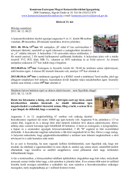 2013. 33. hét - Komárom-Esztergom Megyei Katasztrófavédelmi