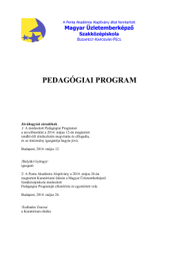 PEDAGÓGIAI PROGRAM - MUA Szakközépiskola