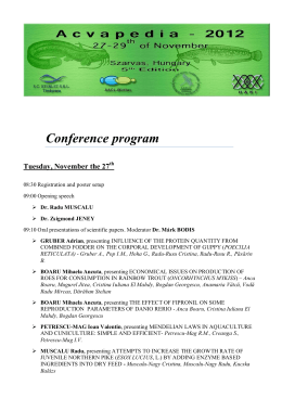 Conference program Tuesday, November the 27