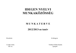 Az Idegen Nyelvi Munkaközösség Munkaterve: 2012