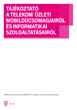 TájékozTaTó a Telekom üzleTi mobildíjcsomagjairól és - T