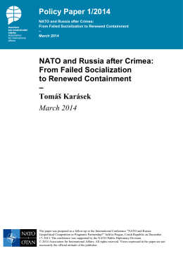 Policy Paper 1/2014 NATO and Russia after Crimea: From Failed