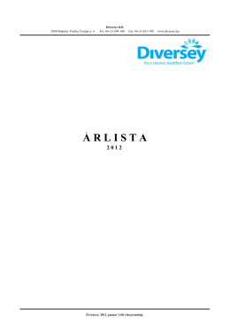 Diversey Kft. Árlista 2012. 01. \(I&L\)1 - Taxus-Ten