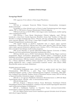 Szentgyörgyi Rudolf szakmai életrajza (pdf) - Magyar Nyelv