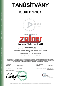 TANÚSÍTVÁNY - Zollner Elektronik AG