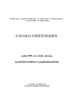 Szabálysértési kézikönyv - Debreceni Ítélőtábla