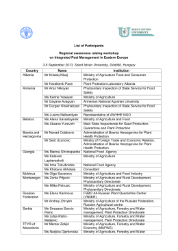 List of Participants Regional awareness raising workshop on