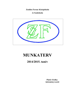 Munkaterv 2014-2015 - Zsoldos Ferenc Középiskola és Szakiskola