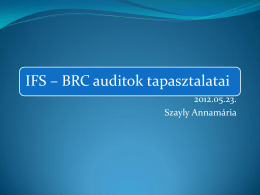 IFS – BRC auditok tapasztalatai - Pdf, 442 Kb