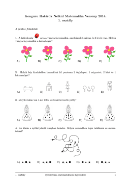 Kenguru Határok Nélkül Matematika Verseny 2014. 1. osztály