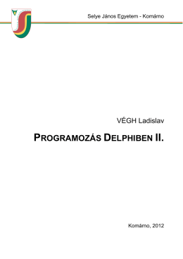 PROGRAMOZÁS DELPHIBEN II.