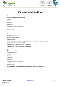 Adatlap pályázati előminősítéshez PDF - e-ERP