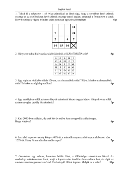 Logikai teszt 1. Töltsd ki a négyzetet 1-től 9