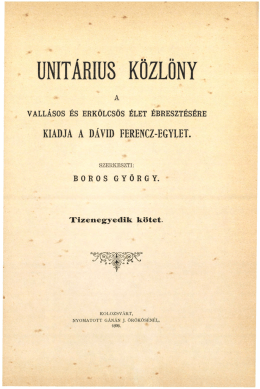 1898 - Magyarországi Unitárius Egyház