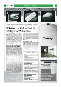 COWAY – miért fontos az intelligens WC ülőke?