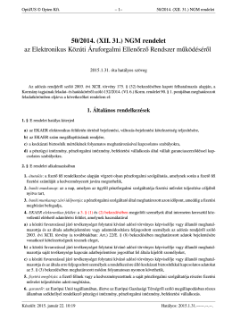 50/2014. (XII. 31.) NGM rendelet az Elektronikus Közúti Áruforgalmi
