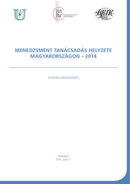 menedzsment tanácsadás helyzete magyarországon – 2014