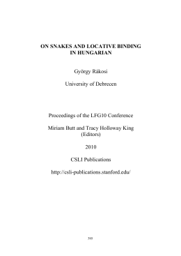 Proceedings of LFG10 - Stanford University