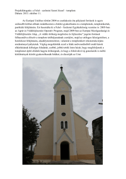 Projektlátogatás: a Felső - szelestei Szent József – templom Dátum