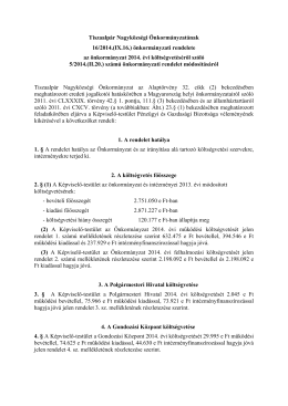 16/2014. (IX.16.) 2014. évi költségvetés