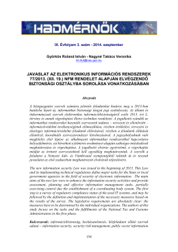javaslat az elektronikus információs rendszerek 77/2013. (xii. 19.)