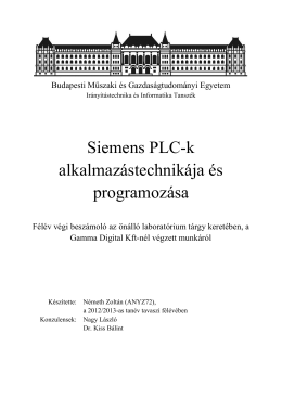 Siemens PLC-k alkalmazástechnikája és programozása