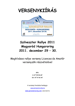 VERSENYKIÍRÁS - Szilveszter Rallye 2014