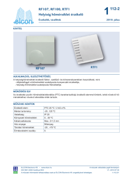 RF107, RF100, RTF1 Helyiség hőmérséklet érzékelő
