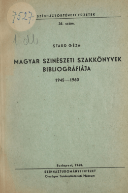 Magyar színészeti szakkönyvek bibliográfiája