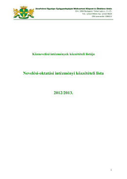 Nevelési-oktatási intézményi közzétételi lista 2012/2013.