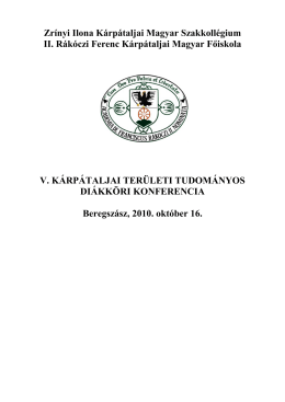 program - II. Rákóczi Ferenc Kárpátaljai Magyar Főiskola