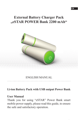 External Battery Charger Pack „eSTAR POWER Bank 2200 mAh“