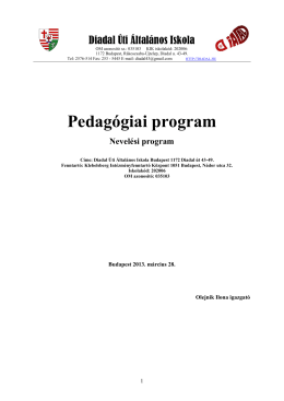 Pedagógiai program 2013 - Diadal Úti Általános Iskola