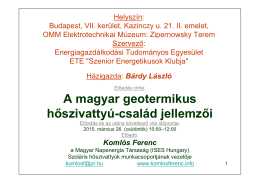A magyar geotermikus hőszivattyú-család jellemzői