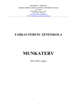 Munkaterv - Farkas Ferenc Zeneiskola