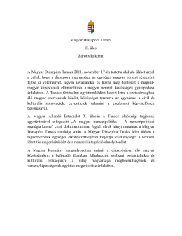 Magyar Diaszpóra Tanács II. ülés Zárónyilatkozat A